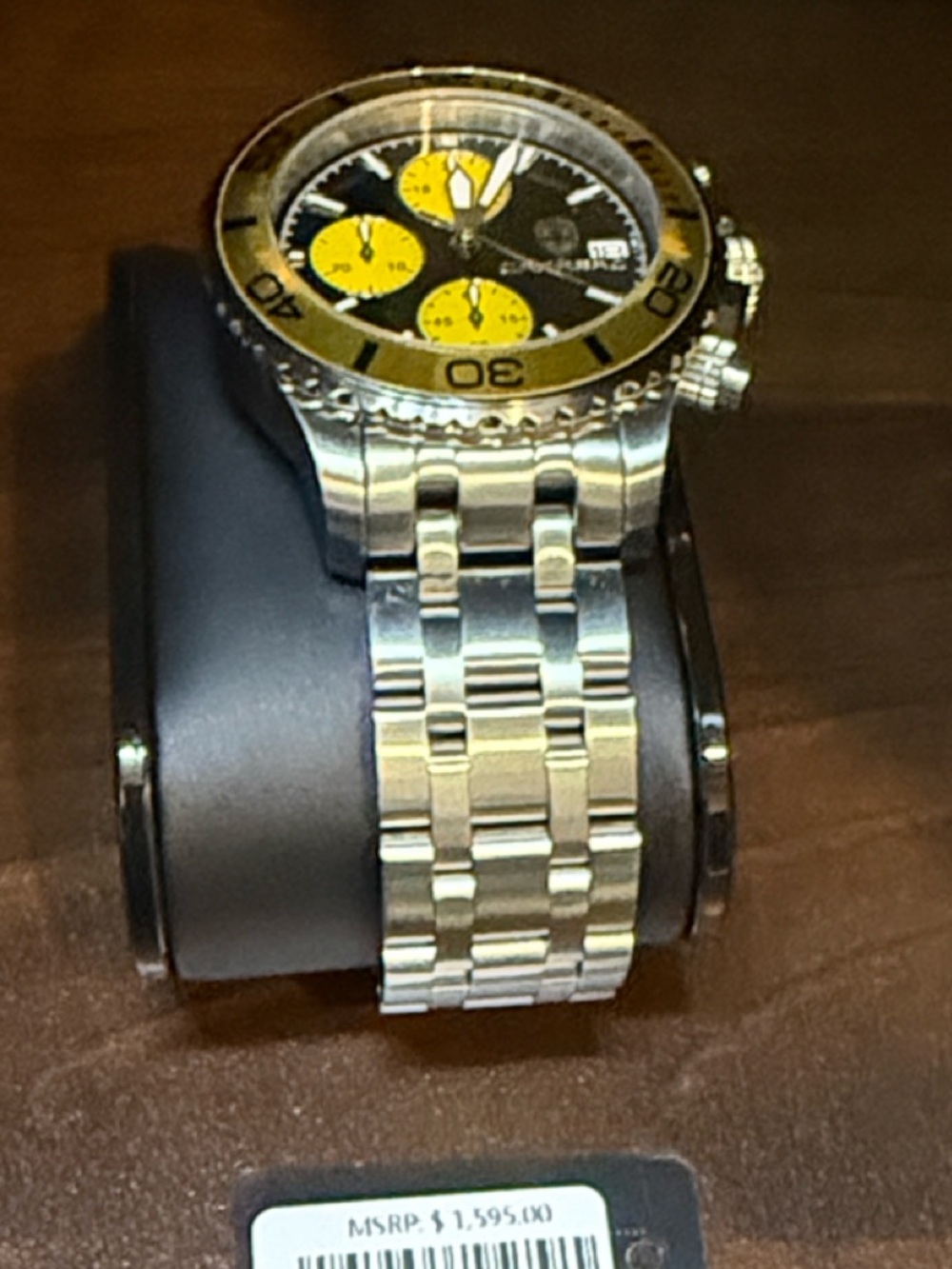 Carrera Stainless Steel Chronograph Watch with Yellow Accents